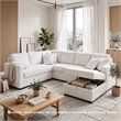 Bela 3pc Sectional Sleeper Sofa Set with Chaise- Mist Gray Corduroy- USB