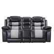Asher Lovseat w Dual Manual Recliners- Console- Cupholders- Black and Gray