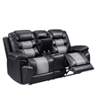 Asher Lovseat w Dual Manual Recliners- Console- Cupholders- Black and Gray