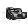 Asher Lovseat w Dual Manual Recliners- Console- Cupholders- Black and Gray