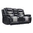 Asher Lovseat w Dual Manual Recliners- Console- Cupholders- Black and Gray