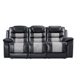 Asher Sofa- Dual Manual Recliners- Drop Down Tray- Cupholders- Black Gray