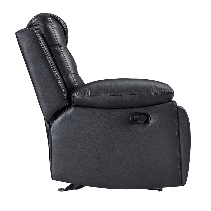 Asher Sofa- Dual Manual Recliners- Drop Down Tray- Cupholders- Black Gray