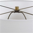 Table Lamp- Off White Linen Shade- Olive Green Ribbed Glass- 26 Inch
