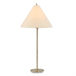 Table Lamp Set of 2- Plated Antique Brass- Off White Linen Shades