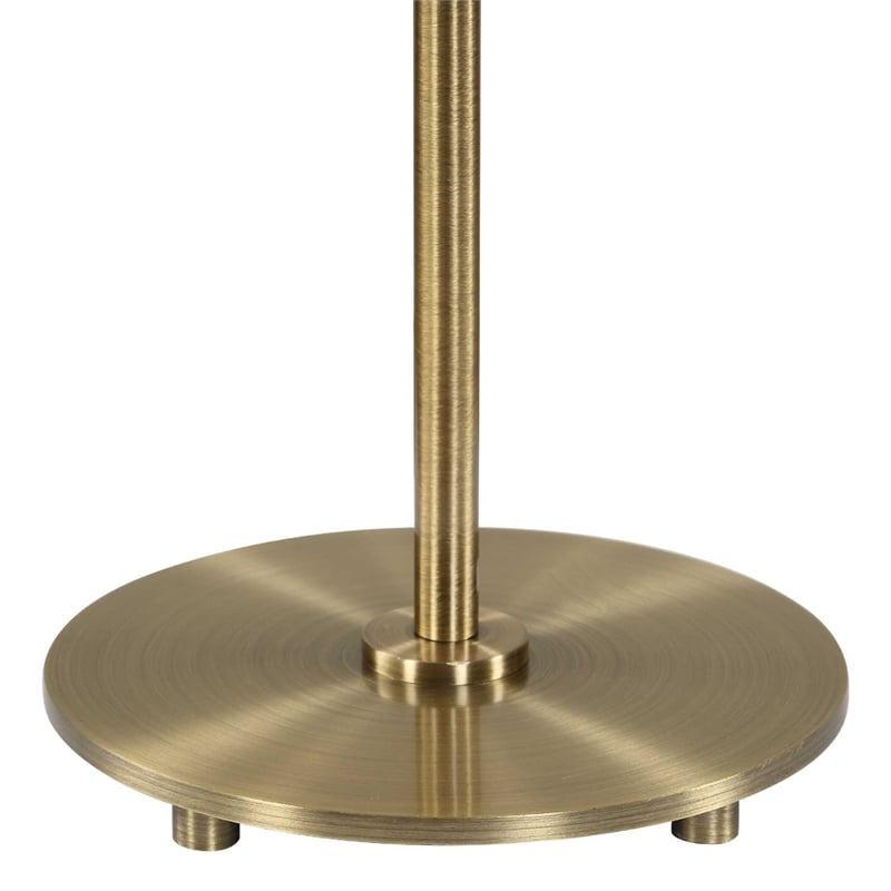 Table Lamp Set of 2- Plated Antique Brass- Off White Linen Shades