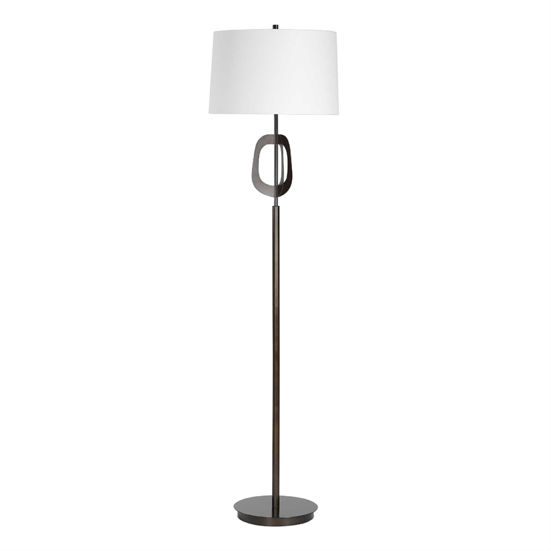 Floor Lamp- Off White Linen Shade- Oil-Rubbed Bronze- Modern 63 Inch