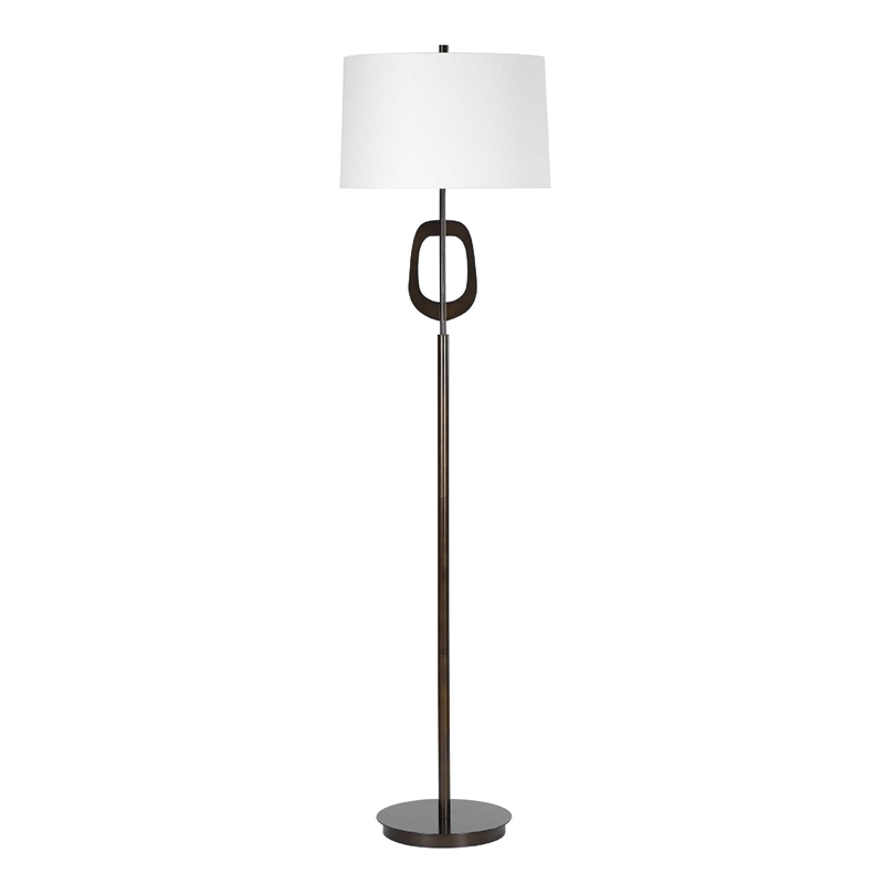 Floor Lamp- Off White Linen Shade- Oil-Rubbed Bronze- Modern 63 Inch