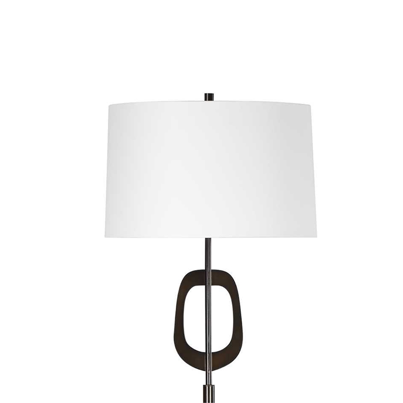 Floor Lamp- Off White Linen Shade- Oil-Rubbed Bronze- Modern 63 Inch