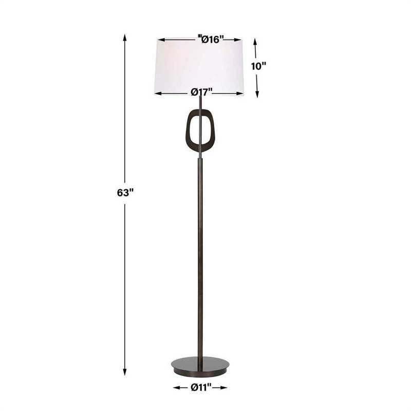 Floor Lamp- Off White Linen Shade- Oil-Rubbed Bronze- Modern 63 Inch