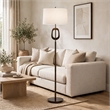 Floor Lamp- Off White Linen Shade- Oil-Rubbed Bronze- Modern 63 Inch