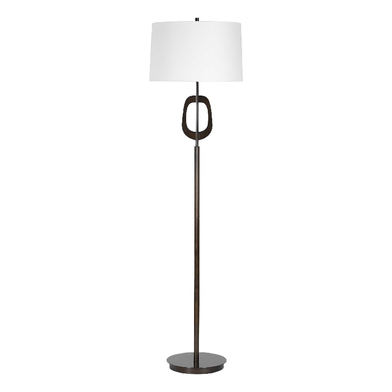 Floor Lamp- Off White Linen Shade- Oil-Rubbed Bronze- Modern 63 Inch