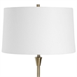 Floor Lamp- Linen Shade- Marble Base- White and Antique Brass 63 Inch