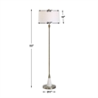 Floor Lamp- Linen Shade- Marble Base- White and Antique Brass 63 Inch