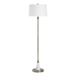 Floor Lamp- Linen Shade- Marble Base- White and Antique Brass 63 Inch