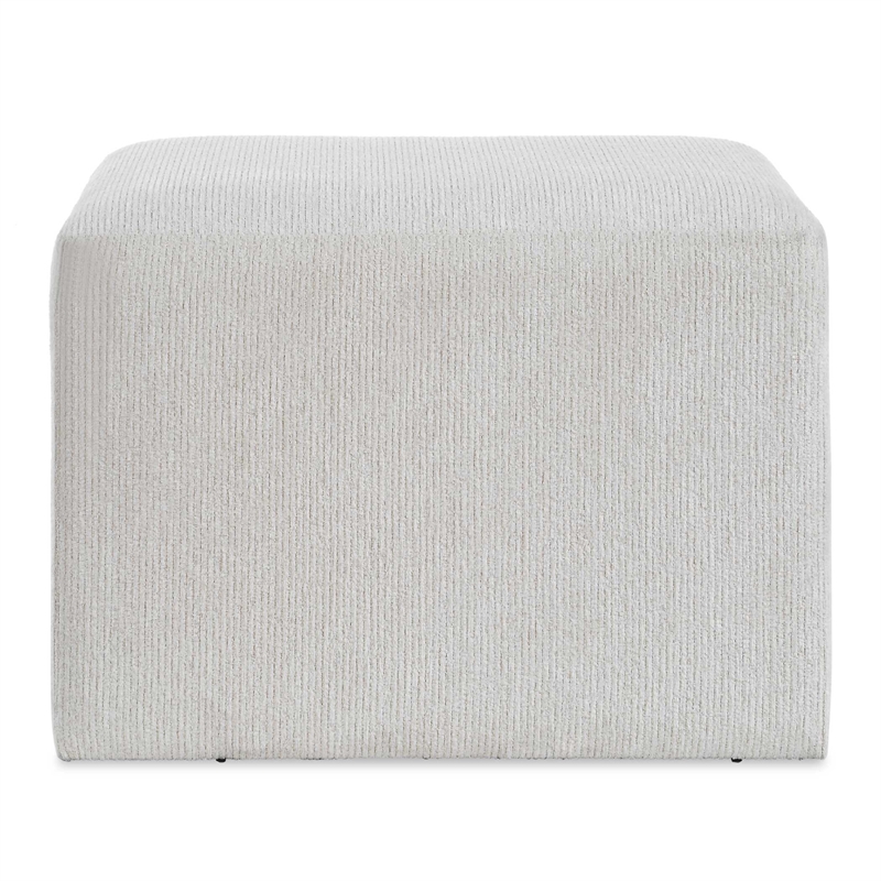 Accent Stool- Channel Tufted- Off White Polyester Upholstered- 24 Inch