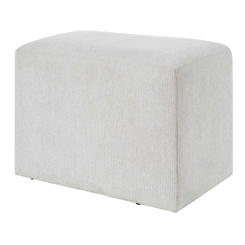 Accent Stool- Channel Tufted- Off White Polyester Upholstered- 24 Inch