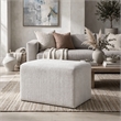 Accent Stool- Channel Tufted- Off White Polyester Upholstered- 24 Inch