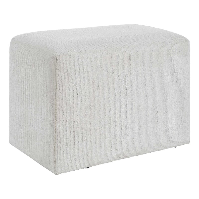Accent Stool- Channel Tufted- Off White Polyester Upholstered- 24 Inch