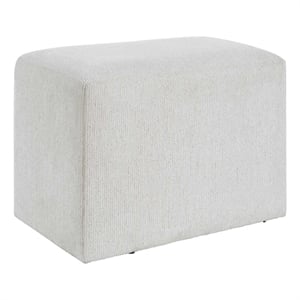 Accent Stool- Channel Tufted- Off White Polyester Upholstered- 24 Inch