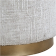 Accent Stool- Foam Fill Off White Polyester- Brushed Brass Iron 18 Inch