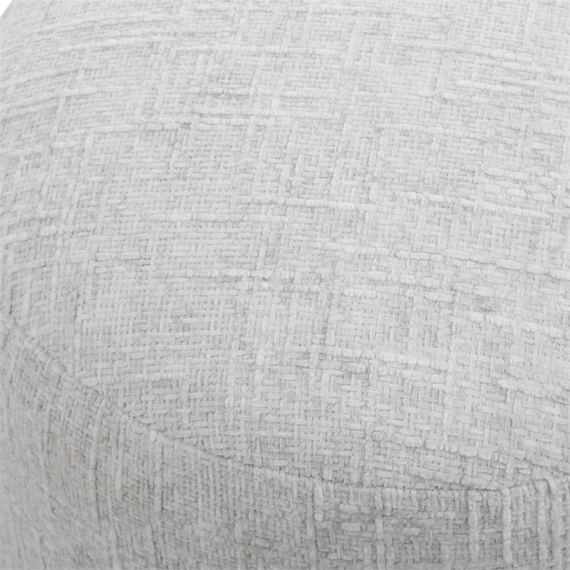 Accent Stool- Foam Fill Off White Polyester- Brushed Brass Iron 18 Inch
