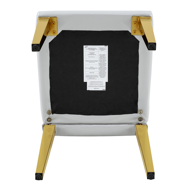 Reeva Dining Chairs with Gold Metal Legs- Set of 4- Gray Faux Leather