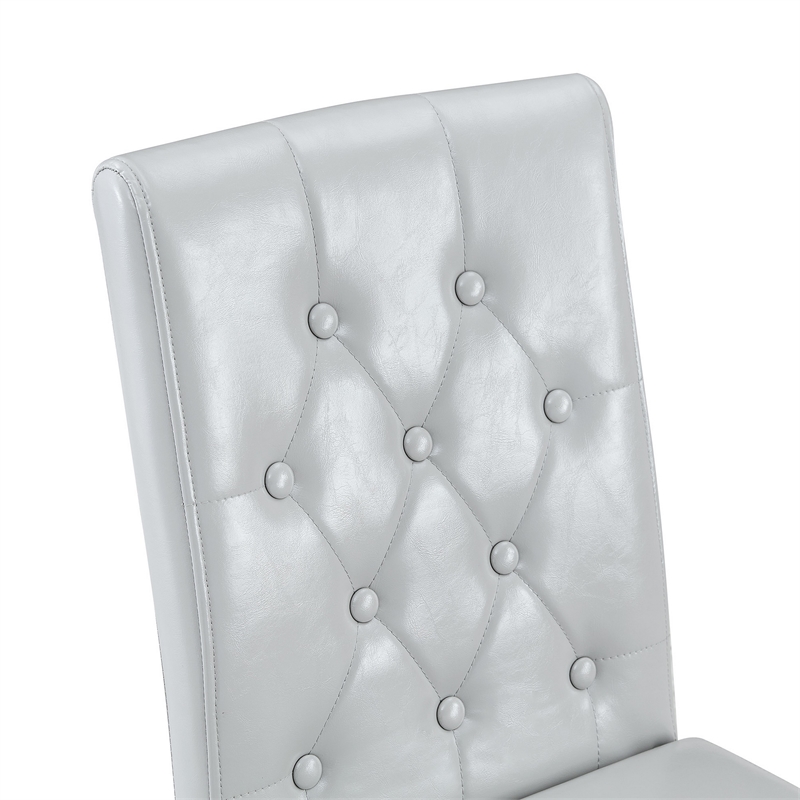 Reeva Dining Chairs with Gold Metal Legs- Set of 4- Gray Faux Leather
