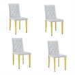 Reeva Dining Chairs with Gold Metal Legs- Set of 4- Gray Faux Leather