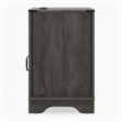 Layla Nightstand- Charging Station- Shelf- and Cabinet- Dark Gray Wood