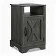 Layla Nightstand- Charging Station- Shelf- and Cabinet- Dark Gray Wood