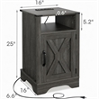 Layla Nightstand- Charging Station- Shelf- and Cabinet- Dark Gray Wood