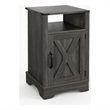 Layla Nightstand- Charging Station- Shelf- and Cabinet- Dark Gray Wood