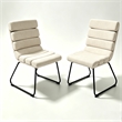 Saina Modern Dining Chairs with Metal Frame- Set of 2- Beige Fabric