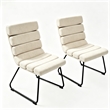Saina Modern Dining Chairs with Metal Frame- Set of 2- Beige Fabric