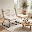 Saina Modern Dining Chairs with Metal Frame- Set of 2- Beige Fabric