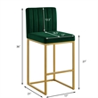 Enola Counter-Height Bar Stool Chair- Set of 2- Gold Metal- Jade Velvet