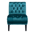 Zulfi Accent Chair with Tufted Back and Wooden Legs- Teal Velvet