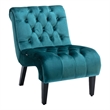 Zulfi Accent Chair with Tufted Back and Wooden Legs- Teal Velvet