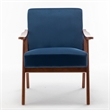 Norry Mid-Century Accent Chair with Solid Wood Frame- Blue Velvet