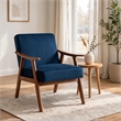 Norry Mid-Century Accent Chair with Solid Wood Frame- Blue Velvet