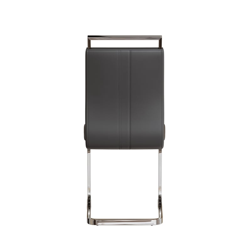 Yuna Dining Chairs with Chrome Metal Base- Set of 2- Gray PU Leather