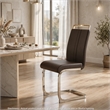 Yuna Dining Chairs with Chrome Metal Base- Set of 2- Gray PU Leather