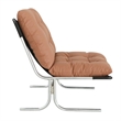 Edens Accent Chair with Chrome Metal Frame- Brown Tufted Faux Leather