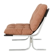 Edens Accent Chair with Chrome Metal Frame- Brown Tufted Faux Leather