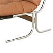 Edens Accent Chair with Chrome Metal Frame- Brown Tufted Faux Leather