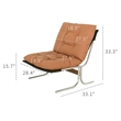 Edens Accent Chair with Chrome Metal Frame- Brown Tufted Faux Leather