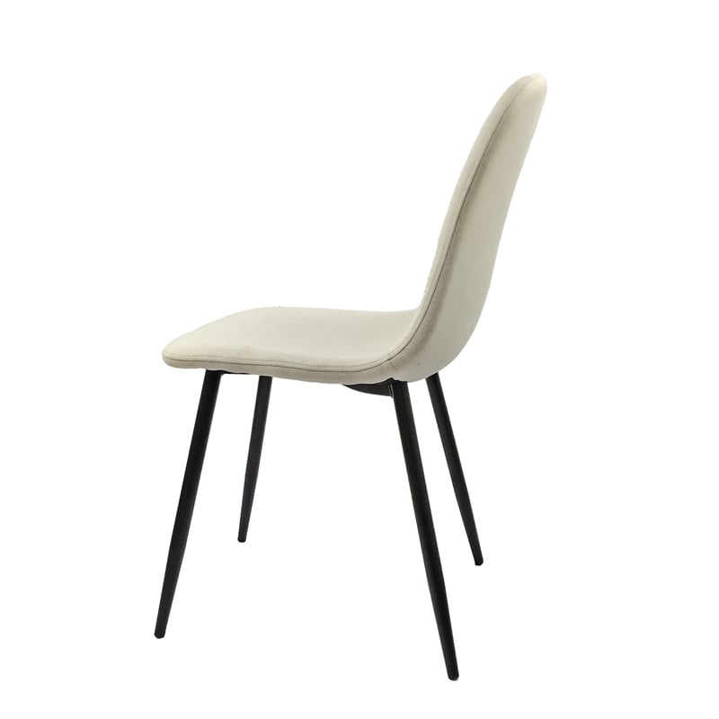 Evex Modern Dining Chairs Set of 4 with Black Metal Legs- Beige Linen