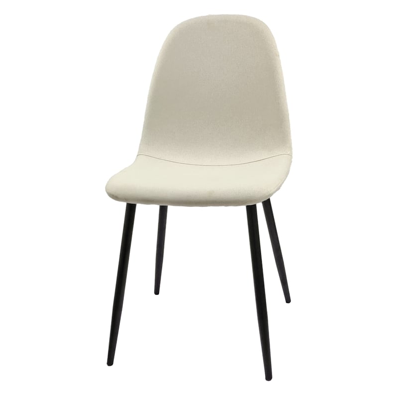 Evex Modern Dining Chairs Set of 4 with Black Metal Legs- Beige Linen