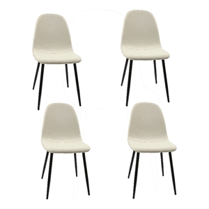 Evex Modern Dining Chairs Set of 4 with Black Metal Legs- Beige Linen